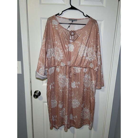 Alex & Parker Women’s Plus Size Sparkle Floral Tie Waist Dress Pink Size 2X NWT - Picture 1 of 9